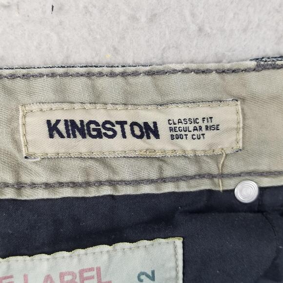 Express Kingston Jeans Mens 34x32 Blue Bootcut Classic Fit Whiskered Lion Denim - Picture 13 of 15